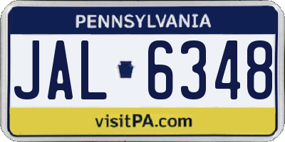 PA license plate JAL6348
