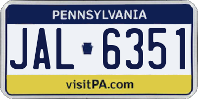 PA license plate JAL6351