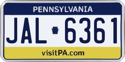 PA license plate JAL6361