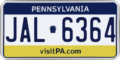 PA license plate JAL6364
