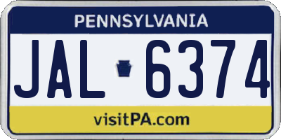 PA license plate JAL6374