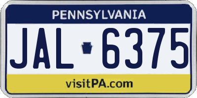 PA license plate JAL6375