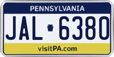 PA license plate JAL6380