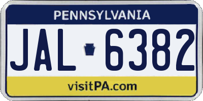 PA license plate JAL6382