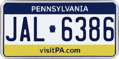 PA license plate JAL6386