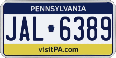 PA license plate JAL6389