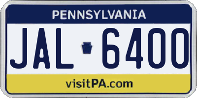 PA license plate JAL6400