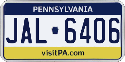 PA license plate JAL6406