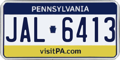 PA license plate JAL6413
