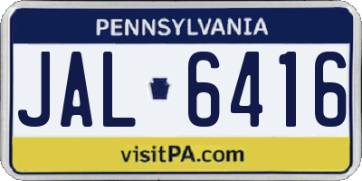 PA license plate JAL6416