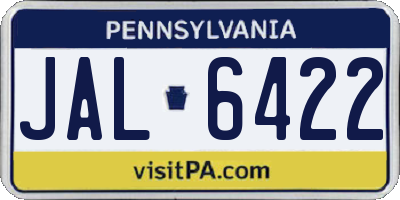 PA license plate JAL6422