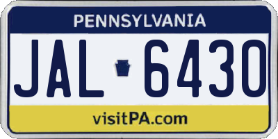 PA license plate JAL6430