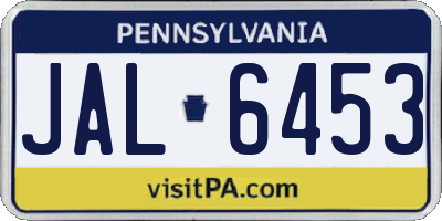 PA license plate JAL6453