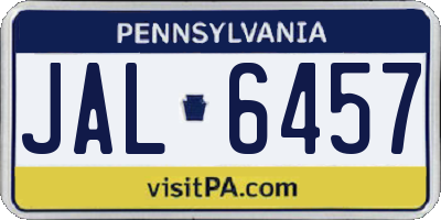 PA license plate JAL6457