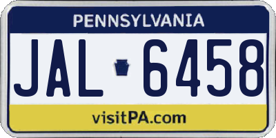 PA license plate JAL6458