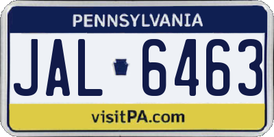 PA license plate JAL6463