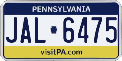PA license plate JAL6475