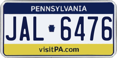 PA license plate JAL6476