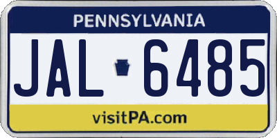 PA license plate JAL6485