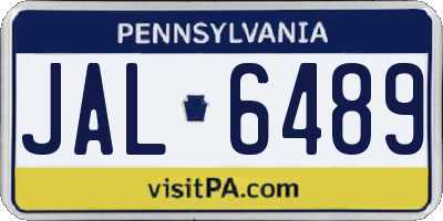 PA license plate JAL6489