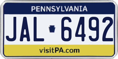 PA license plate JAL6492