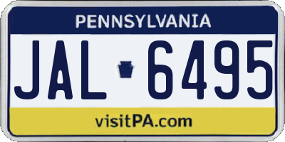 PA license plate JAL6495