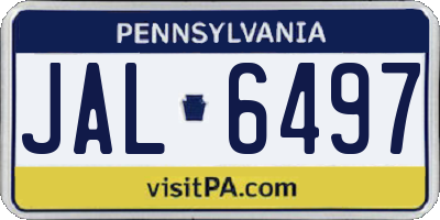 PA license plate JAL6497