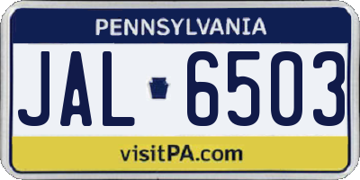 PA license plate JAL6503