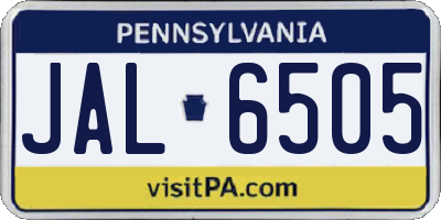 PA license plate JAL6505