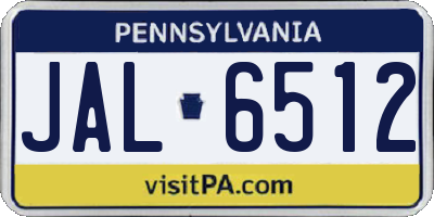 PA license plate JAL6512