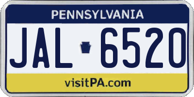 PA license plate JAL6520