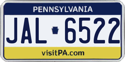 PA license plate JAL6522