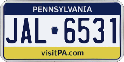 PA license plate JAL6531