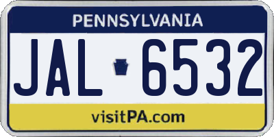 PA license plate JAL6532