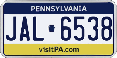 PA license plate JAL6538