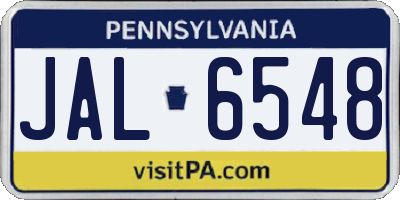 PA license plate JAL6548