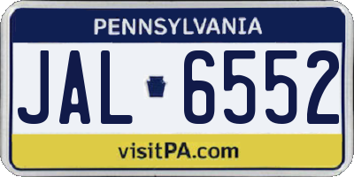 PA license plate JAL6552