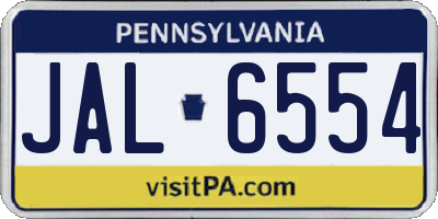 PA license plate JAL6554