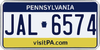 PA license plate JAL6574