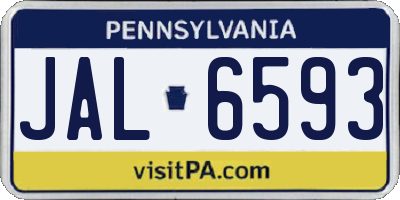 PA license plate JAL6593