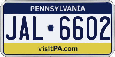 PA license plate JAL6602