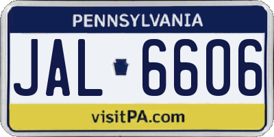 PA license plate JAL6606