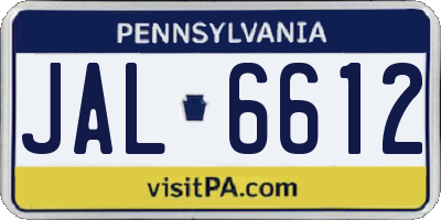 PA license plate JAL6612