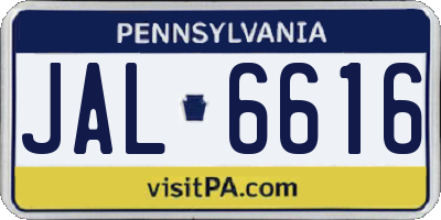 PA license plate JAL6616