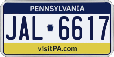PA license plate JAL6617