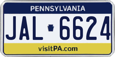 PA license plate JAL6624