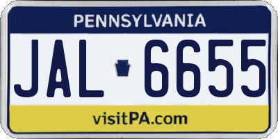 PA license plate JAL6655