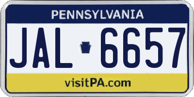 PA license plate JAL6657