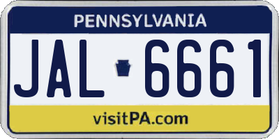 PA license plate JAL6661
