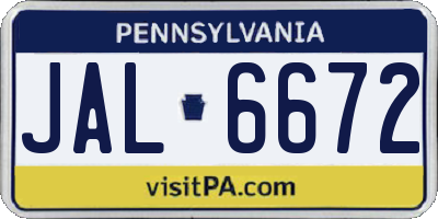 PA license plate JAL6672
